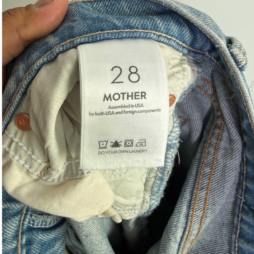 Mother Superior The Bookie Nerdy Distressed Wide Leg Jeans FAFO Blue 28 NEW - Picture 6 of 7